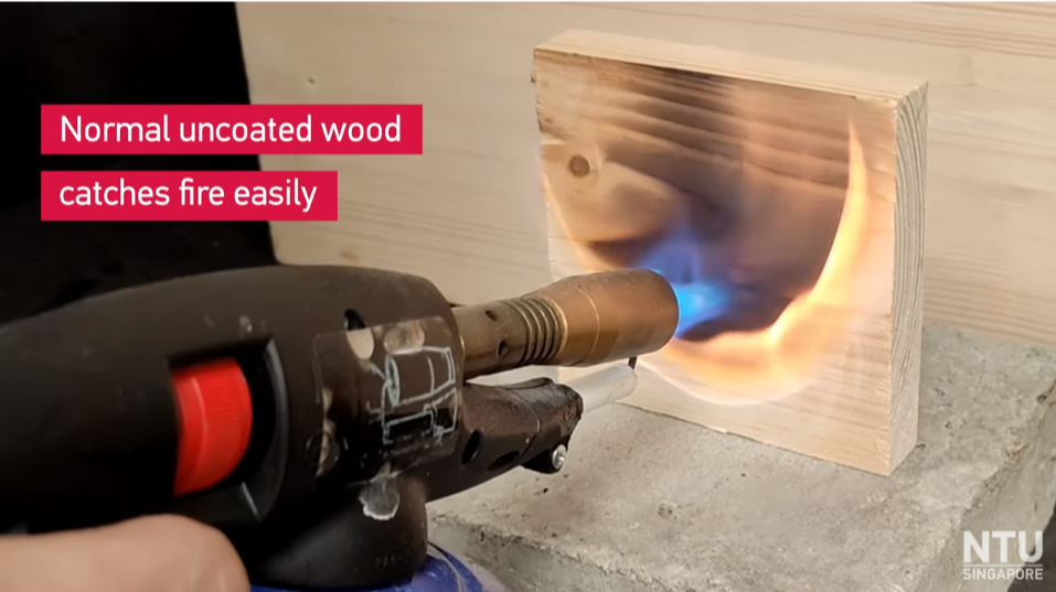 El revestimiento invisible protege la madera del fuego