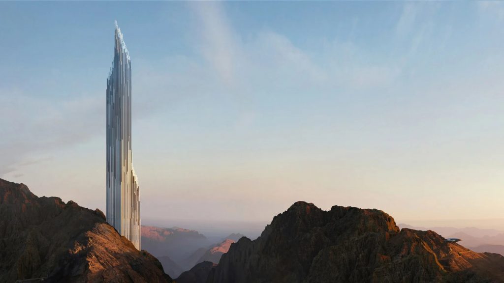 Zaha Hadid Architects diseña un rascacielos de cristal en Trojena, Arabia Saudita